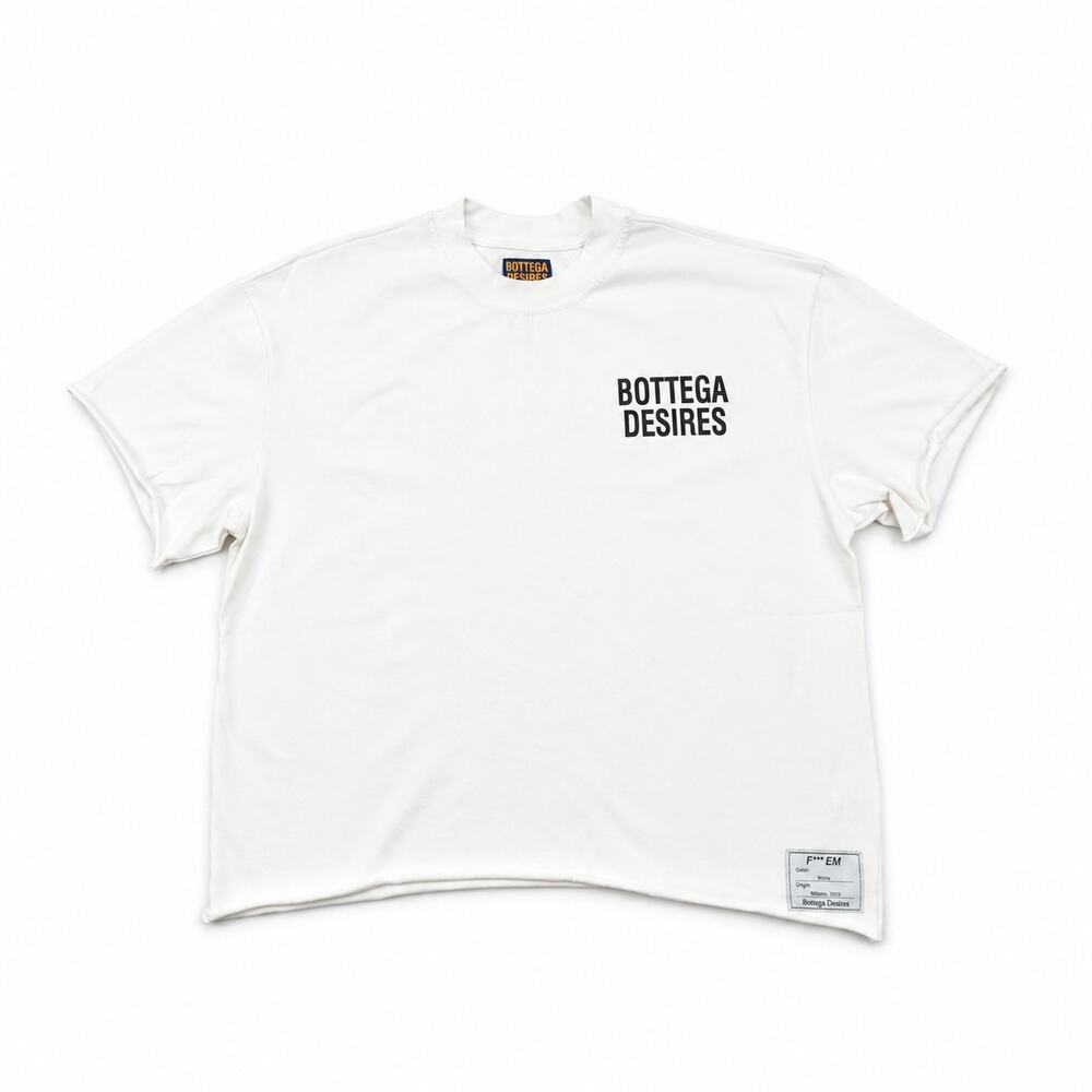 M Bottega Desires F*** Em Tee White Short Sleeve Mens New SS26